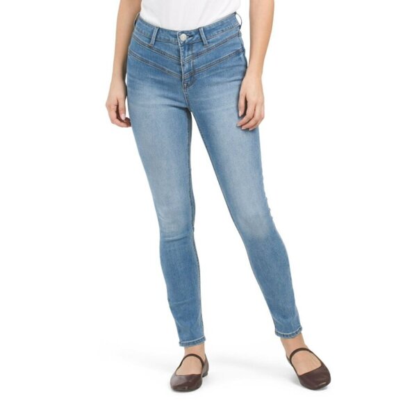 NWT SEVEN7 Women's High Rise Chevron Details Denim Skinny Ankle Jeans - Picture 1 of 7